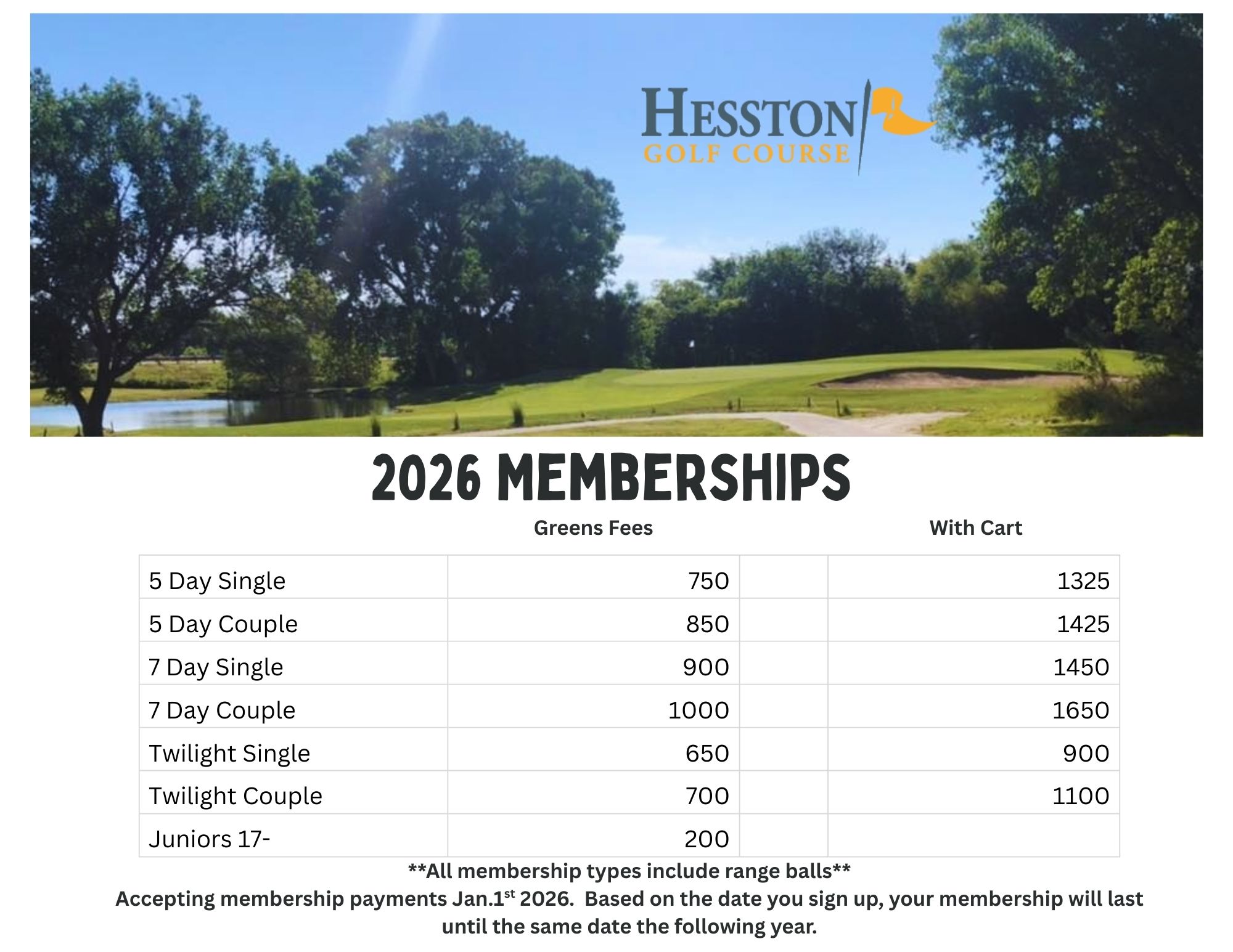 Copy of Seniors 60 Military FireEMS Police Medical Students 18 will receive a 28 rate for 18 holes Monday Thursday. 38 Friday Sunday. Fees include cart and range balls 2